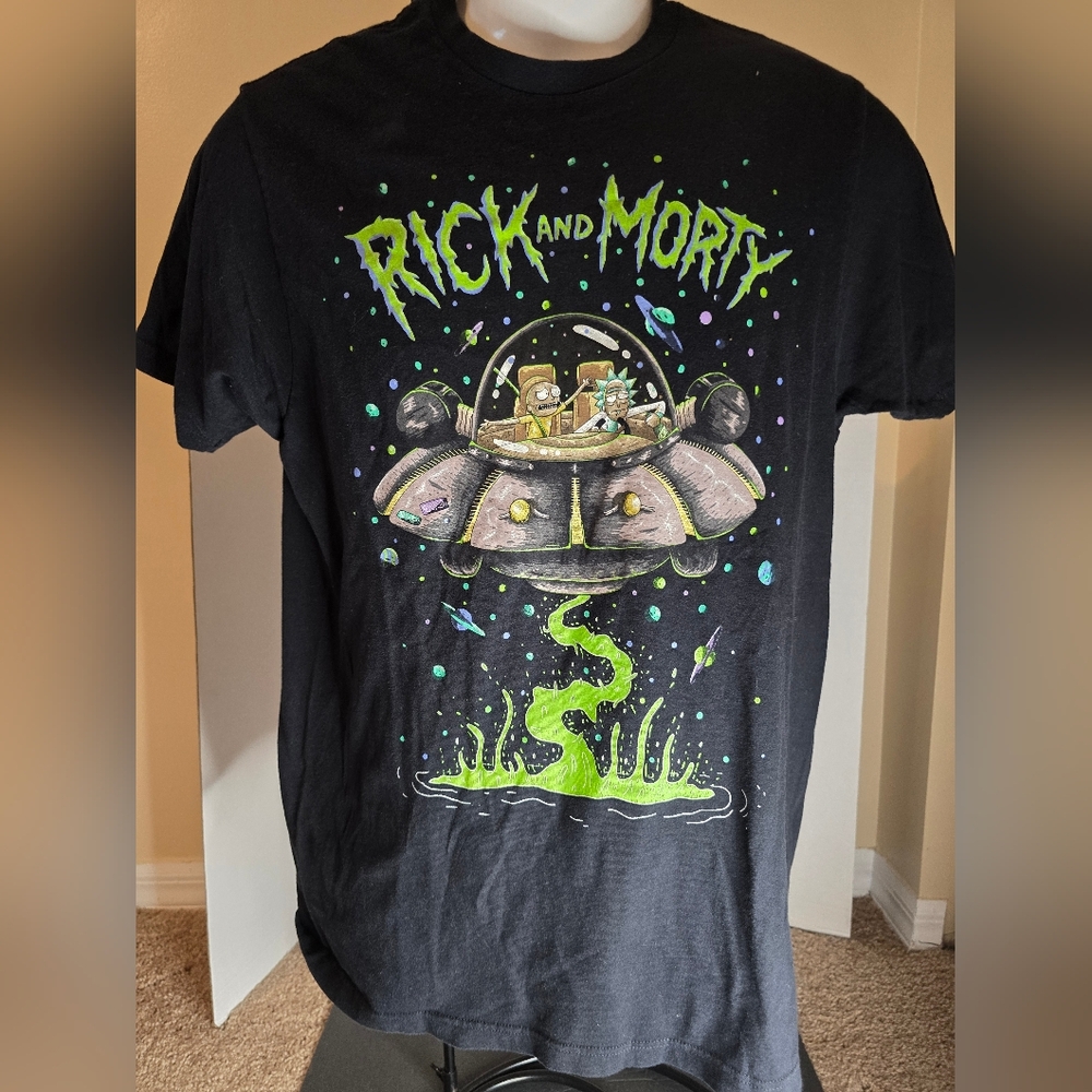 Rick And Morty Mens T Shirt Adult Swim Graphic Print Sz M Cartoon 2017